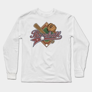 Baseball Diamond Graphic Design Long Sleeve T-Shirt